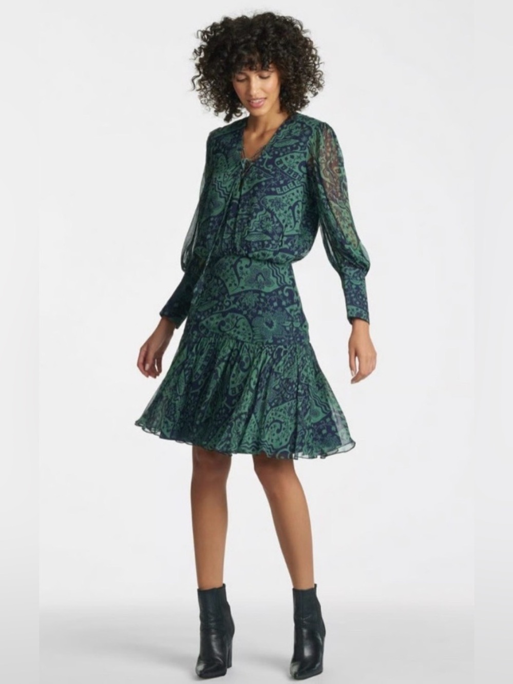 Sachin & Babi $425 NWT Samarah Dress in Landscape Aztec Floral Sage & Midnight 2
